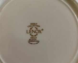 Kelly by Lenox bone china 5-piece place setting. Eight complete sets, including crystal water and wine glasses