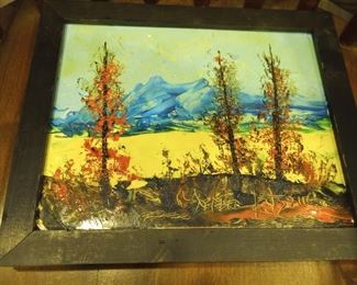 An original Blue period Morris Katz Oil painting, The Catskill Mountains in Fall,