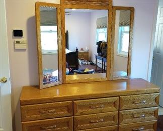 Nine 9 Drawer Cabinet features Three 3 Mirrors Above,