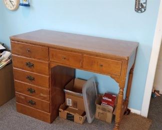 Ethan Allen student desk, it's upstairs,