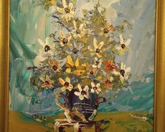 A superb original Morris Katz Oil painting of A Bouquet of Summer Daisies,