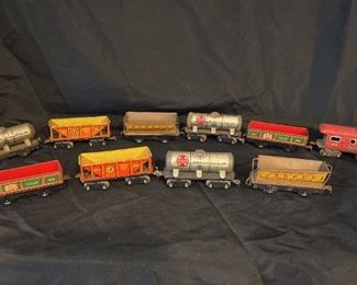 Collection Of Vintage Marx Tin Train Cars