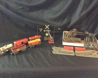 Train Collectors, Antique Metal Train Set, With Cars, Tracks Accessories