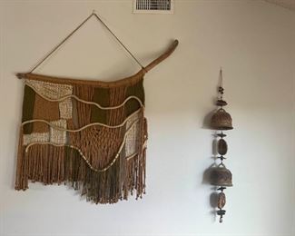 Large Vintage Macram  Ceramic Bell