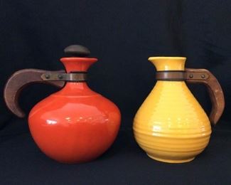 Bauer Los Angeles Vintage Pottery 2 Coffee Carafes, Pot Pitchers, Two Fabulous Colors