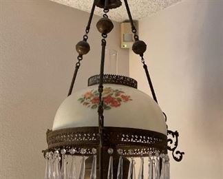 Antique Victorian Pulme And Atwood Brass Hanging Oil Lamp