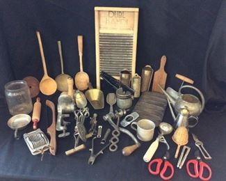 Antique Kitchen Implements Large Assortment
