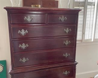 Mahogany chest on chest & shaving mirror