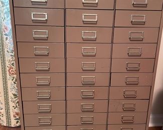 Metal Library card catalog style file cabinet