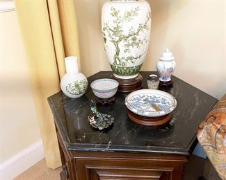 Hexagon marble top table 