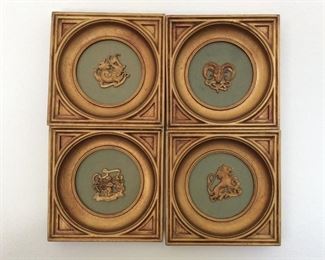  (4) Gilded Zodiac Plaques
