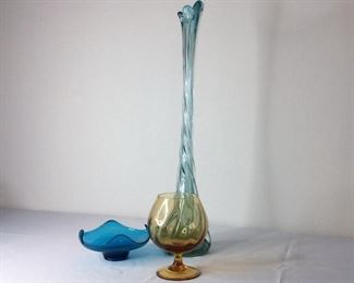 (3) Colored Glass Vessels