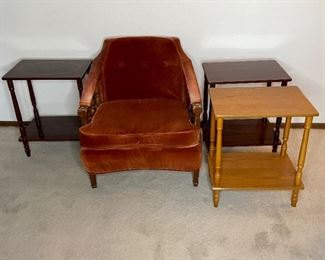 (3) Side Tables and Armchair