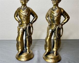 (2) Brass Cowboy Statues
