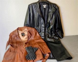  Women's Leather Coats and Gloves