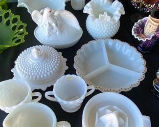 Milk glass pieces…