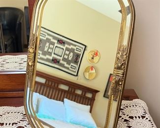Vintage Gold Framed Mirror Table top 	16 x 10in	
