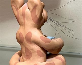 Artist Made Ceramic Cat Figurine Falconer Y2k	5 inches	
