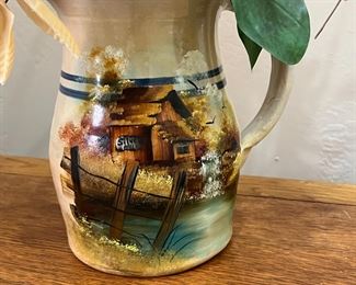 Paul Storie Pottery Stoneware Pitcher Floral Display 	Pitcher 8.75 inches high.	
