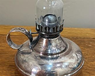 Wallace Oil Lamp Silver Plated #9065 w/ Chimeny	12.75 inches high.	
