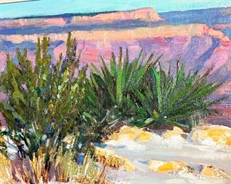 Original Art Canyon Snow Jonathan Sobol Oil Painting  	Frame: 25 x 30in	
