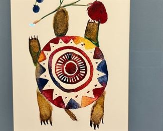 Signed Print Daniel Ramirez Rainbow Turtle Native American Frame: 27 x 23in	
