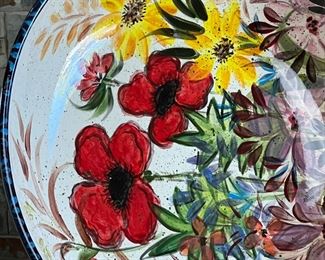 Yellowbird Studio Marianne Vinich Handpainted Bowl 	14.5 inches diameter.	
