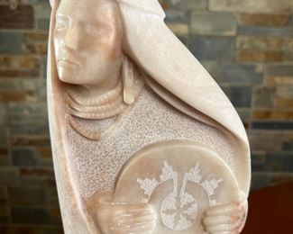 Navajo Larry Yazzie Alabaster  Sculpture A Gift For sister Soap Stone Native American  Carving	12.5 inches high.	
