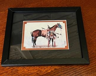 Signed Tillier Wesley Ready and Waiting Print Horse Art	Frame: 9x 11in	

