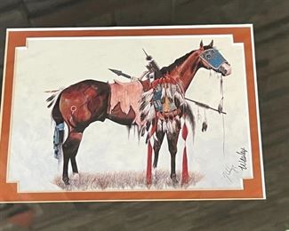 Signed Tillier Wesley Ready and Waiting Print Horse Art	Frame: 9x 11in	
