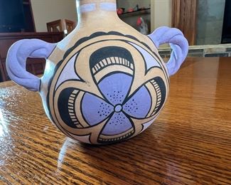 Miranda Martinez Handle Pot Native American Pottery 	4.25 inches high.	
