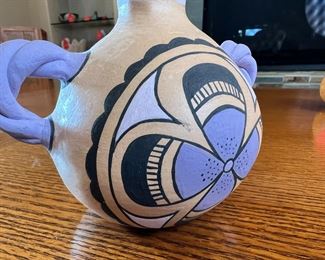 Miranda Martinez Handle Pot Native American Pottery 	4.25 inches high.	
