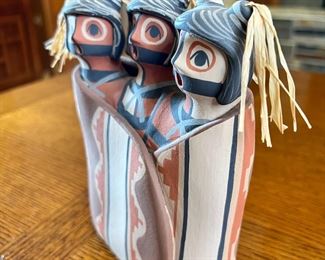 Jemez Linda Lucero Fragua Trio Figure Native American Pottery 	7 x 5.5 x 2in	HxWxD
