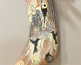 Navajo Peterson Yazzie Hummer's Passage Carved Wood Yei Wall Sculpture Native American  	 14 x 7.5in	
