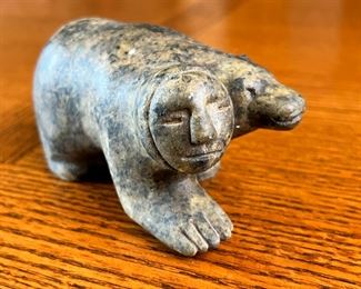 Inuit Bear-Man Transformative Soapstone Sculpture Carving	2.5 inches high.	
