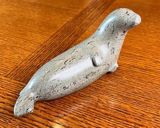 Inuit Seal Soap Stone Figure Soapstone Sculpture 1975 APP	6.5 inches long	
