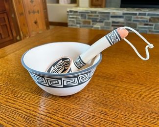 T. Chopito Zuni Pottery Bowl & Spoon	3.5 x 6.75in diameter.	
