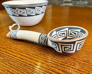 T. Chopito Zuni Pottery Bowl & Spoon	3.5 x 6.75in diameter.	
