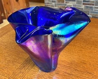 Studio Glass Iridescence Wave Vase Art	7 inches high	
