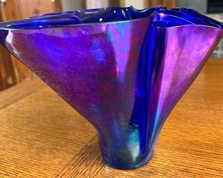 Studio Glass Iridescence Wave Vase Art	7 inches high	
