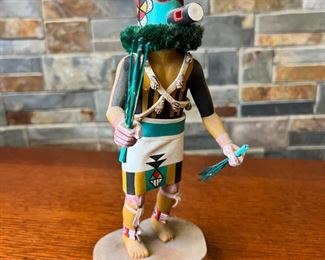 Zuni Warrior Kachina Doll Signed Tyron Armstrong 1990 Native American 	10 in High 	

