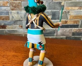 Zuni Warrior Kachina Doll Signed Tyron Armstrong 1990 Native American 	10 in High 	
