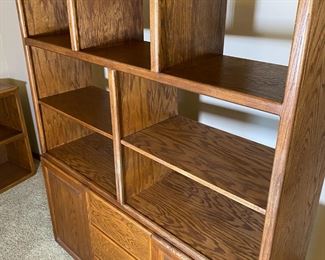 Large Oak Cabinet Etagere Shelf Unit	72 x 16 x 16.5in	HxWxD
