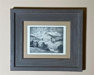 Lyman Byxbe Signed Etching  First Glimpse of Long’s Peak	12.5 x 14.75in	
