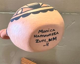 Monica Hannaweeka Zuni Canteen Native American Pottery 	3 x 3in	
