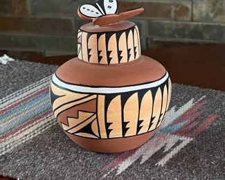 Jeanette Pecos Jemez Pueblo Pottery Butterfly Jar Native American 	4.75 inches high.	
