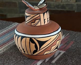 Jeanette Pecos Jemez Pueblo Pottery Butterfly Jar Native American 	4.75 inches high.	
