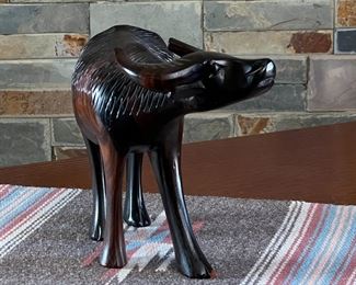 Hand Carved Wood Water Buffalo Figurine Sculpture 	8.5 inches long.	
