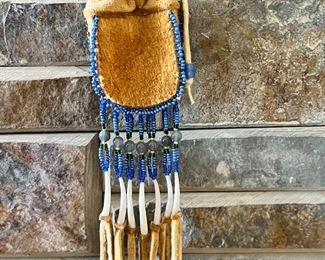 Native American Beaded Hide Medicine/Seed Bag	3 inch  	
