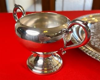 4pc Arts & Co SPC 204 Silver Plated Teapot Kettle Cremer Sugar & Tray 	Teapot: 11x 5.5 x 9.5in	
